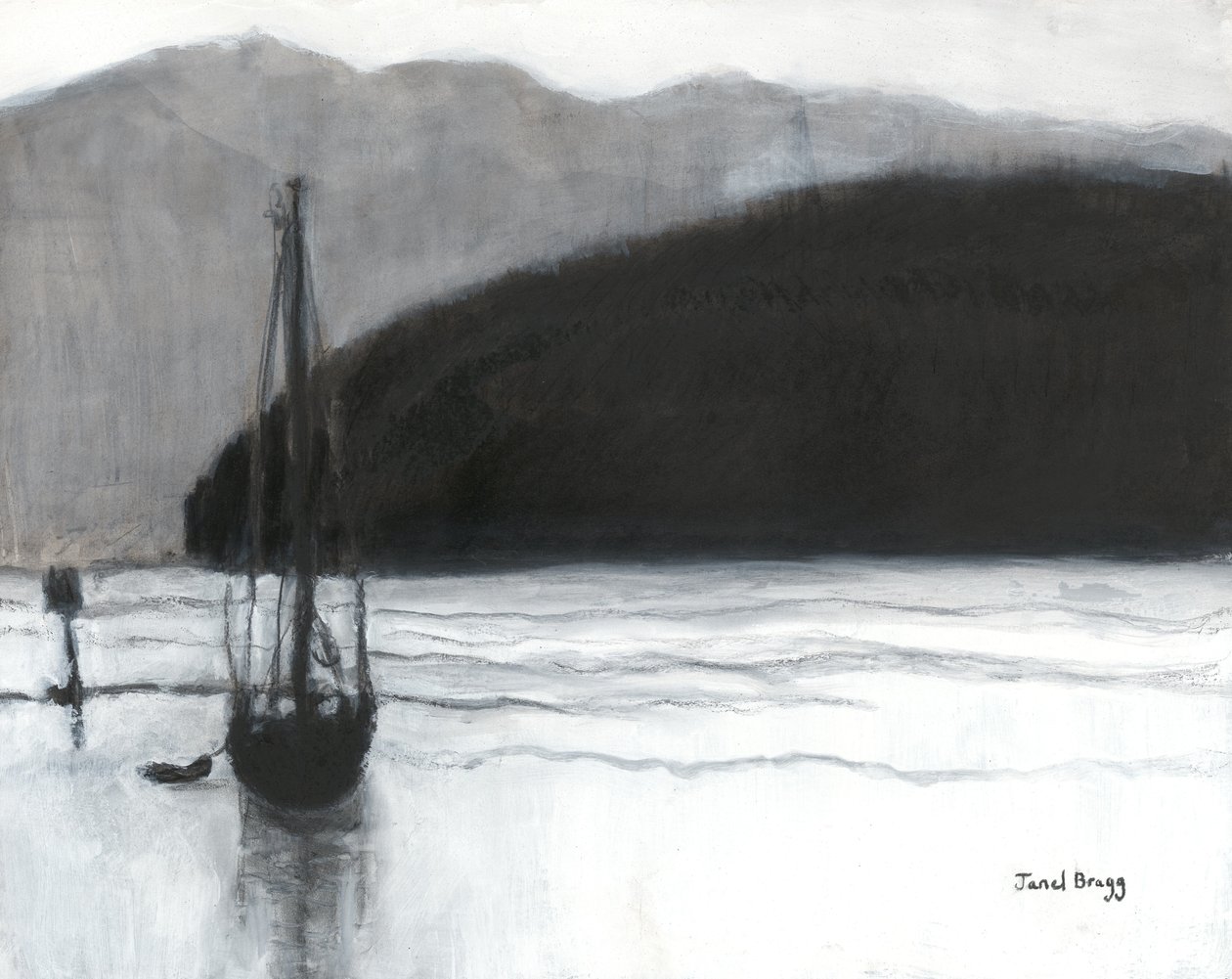 Sailboat in Anacortes Harbor, c.2021 by Janel Bragg