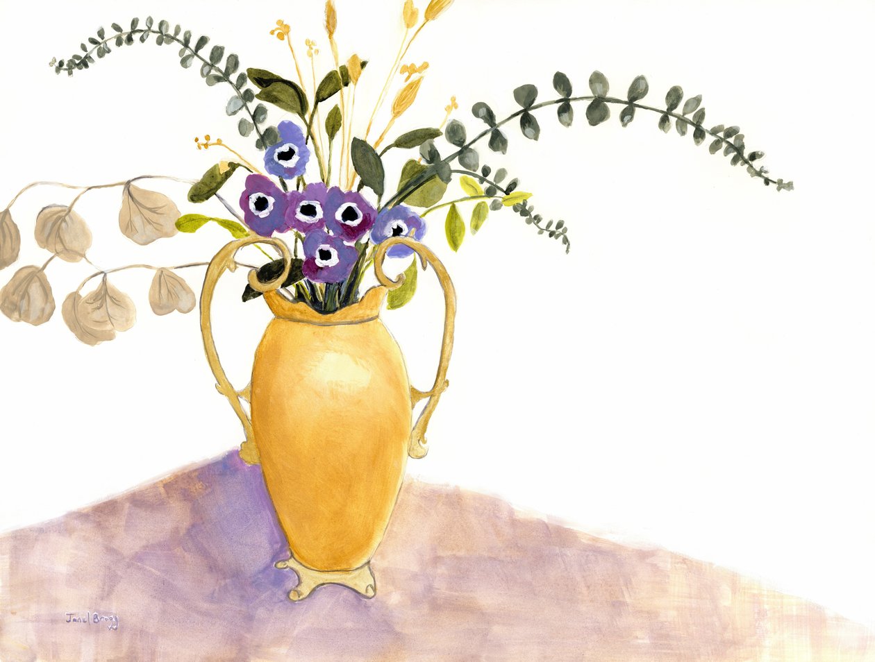 Still Life with Purple Flowers and English Vase by Janel Bragg