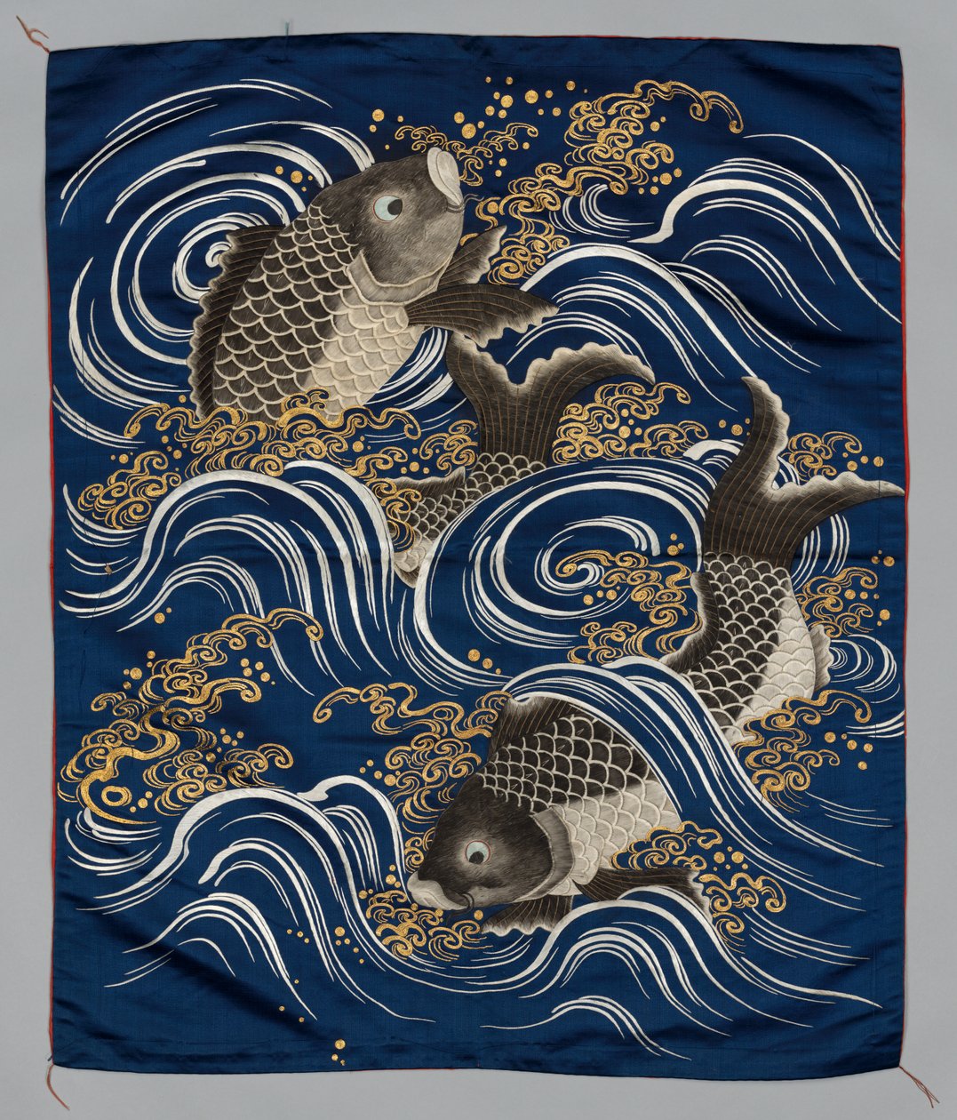 Gift Cover (Fukusa) with Carp in Waves by Japan, Meiji period