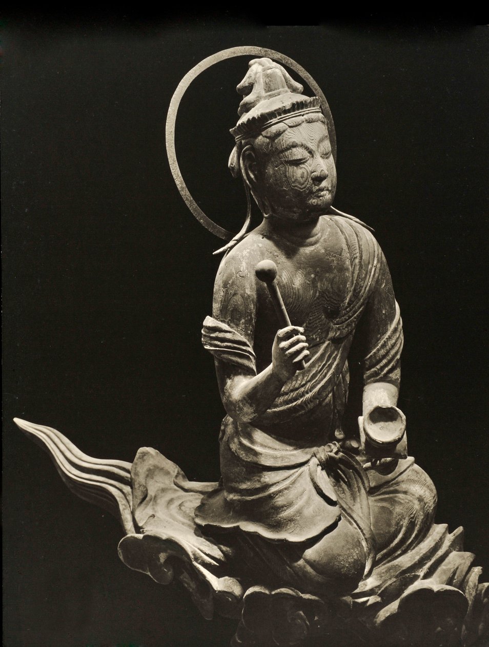 Bosatsu playing musical instrument, from the 11th century, Late Heian Period, Byodo-In, Kyoto, 1950 by Japanese Photographer