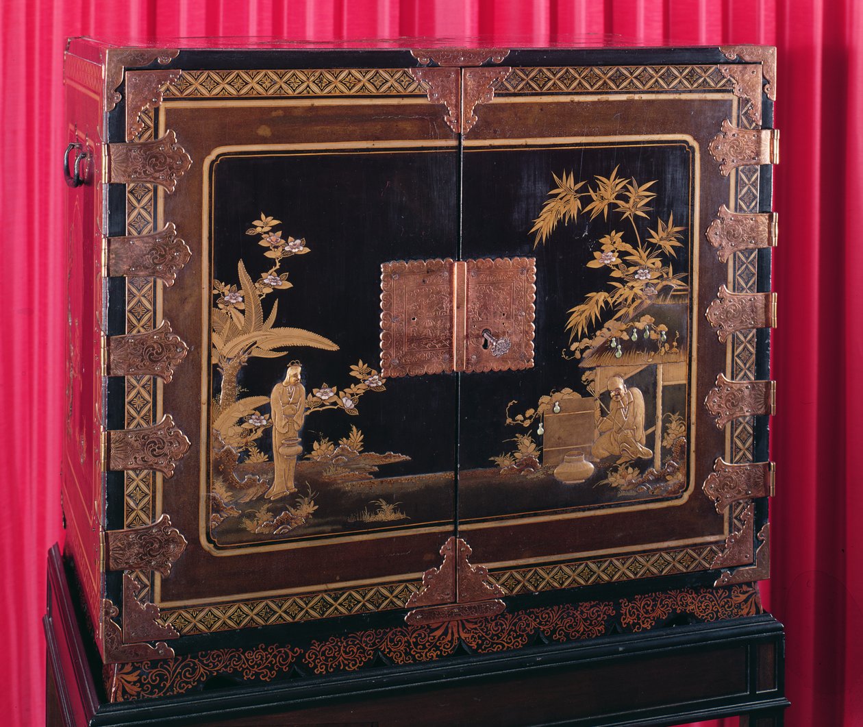 Japanese cabinet with gilt and copper mounts, 17th century by Japanese School