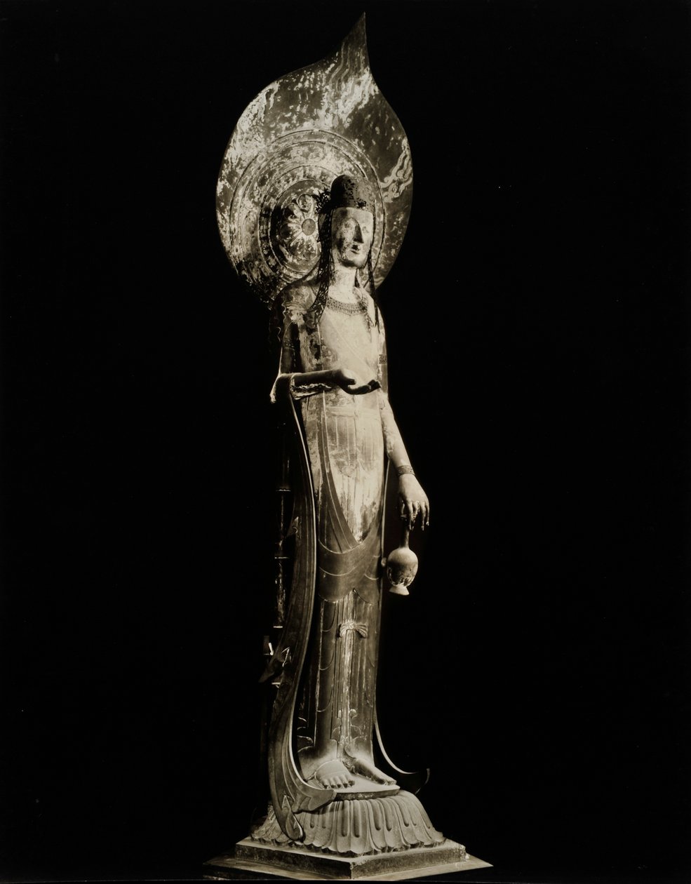 Kudara Kannon, from the 7th century, Asuka Period, Horyuji Temple, Japan, 1950 by Japanese Photographer