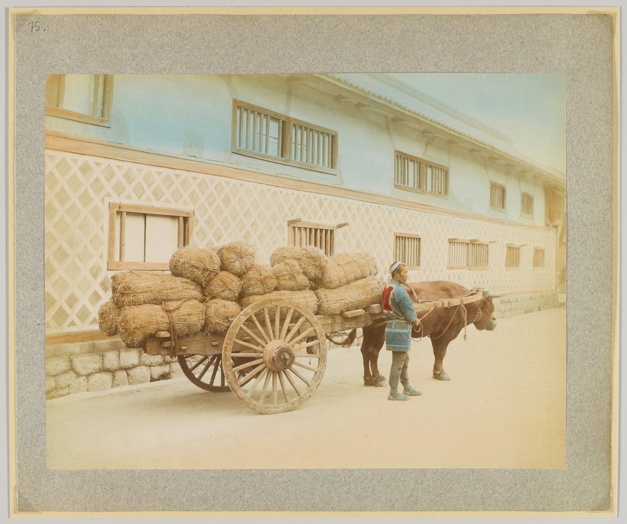 Man with ox and cart, Japan by Japanese Photographer