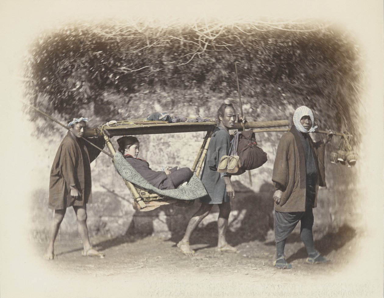 Woman carried in a kago by Japanese Photographer