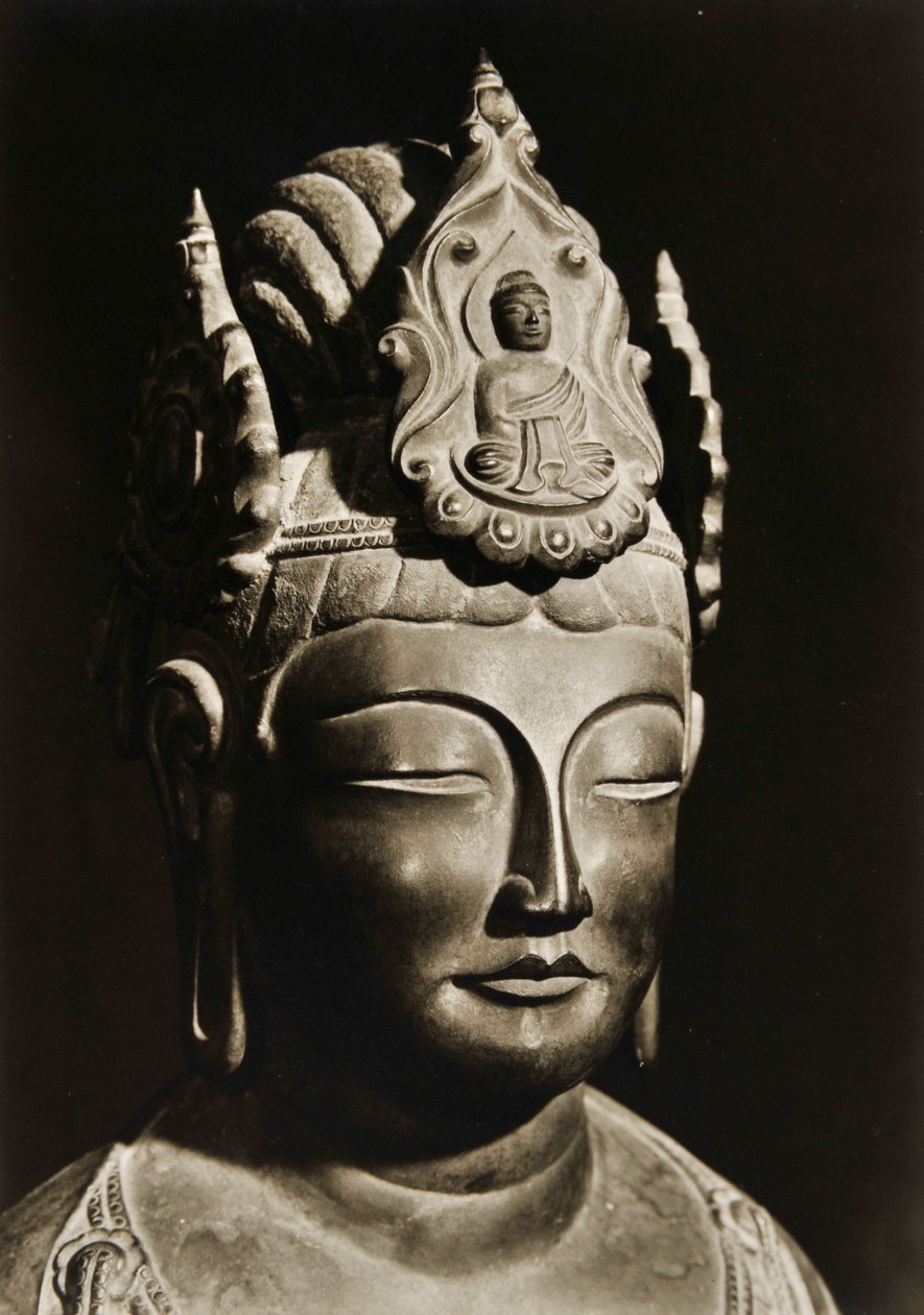 Yumechigai Kannon from the Early Nara Period, Horyuji, Nara, Japan, 1950 by Japanese Photographer