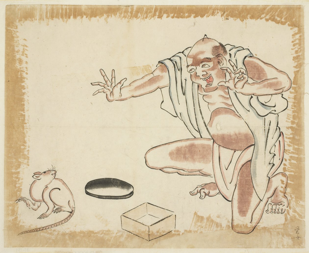 A Fable: Old Man and a Rat by Japanese School