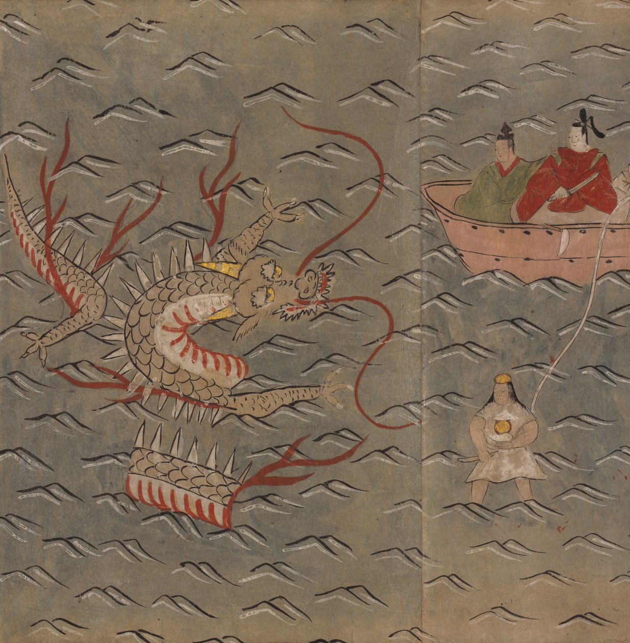 A Dragon and Woman Diver, Illustration from the Taishokkan by Japanese School