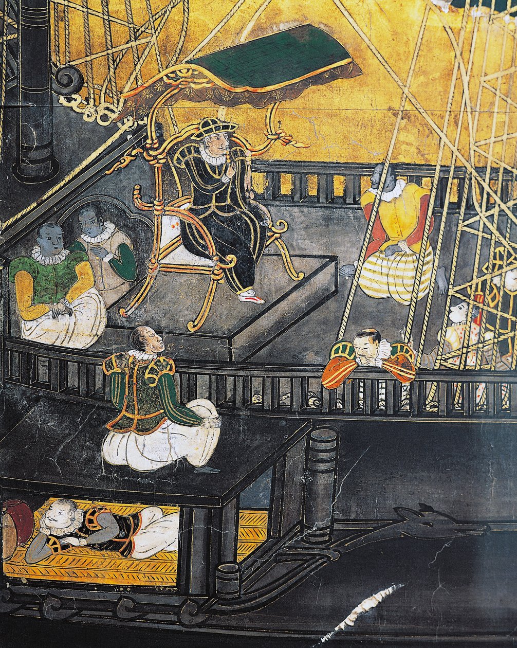 Arrival of the Portuguese in Japan, screen, Namban art by Japanese School