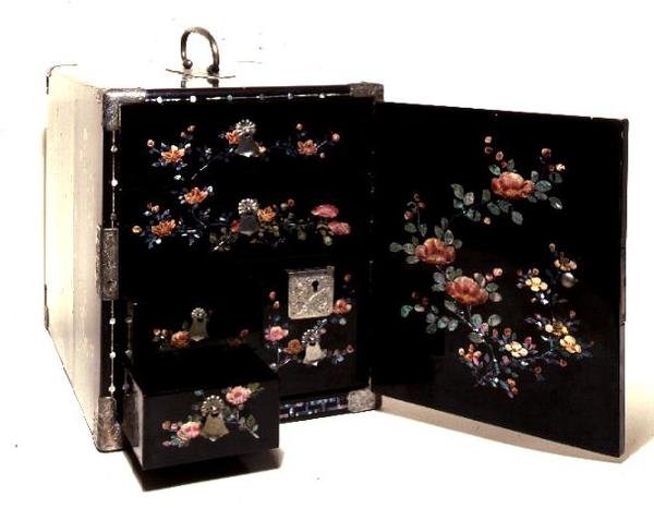 Carrying casket, painted decoration with mother of pearl inlay, Japanese by Japanese School