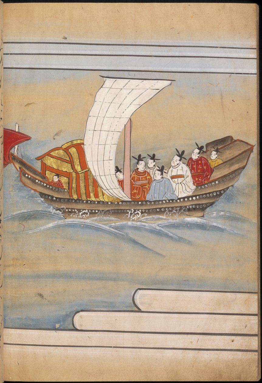 Chinese envoys in a boat, illustration from the 