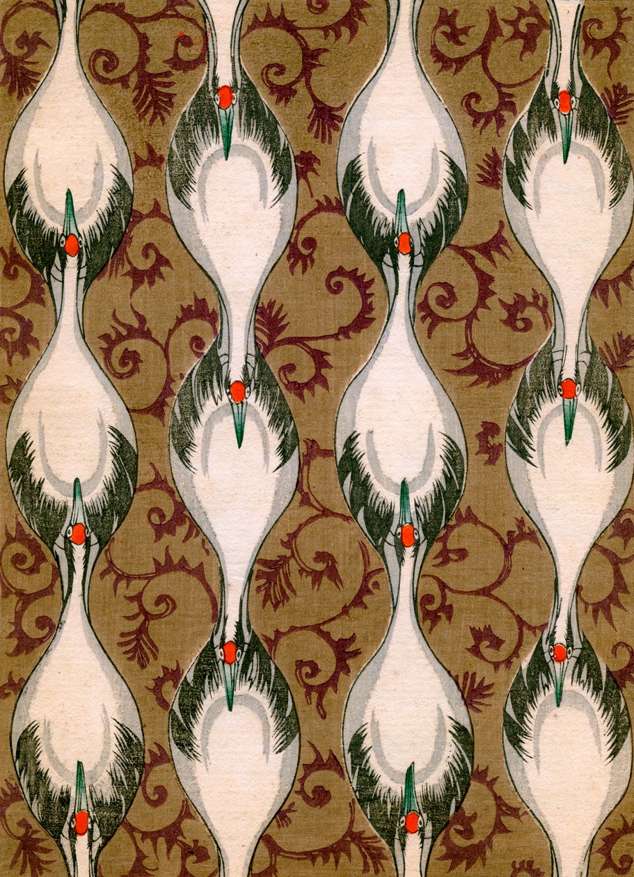 Cranes Flying in an Abstract Pattern by Japanese School