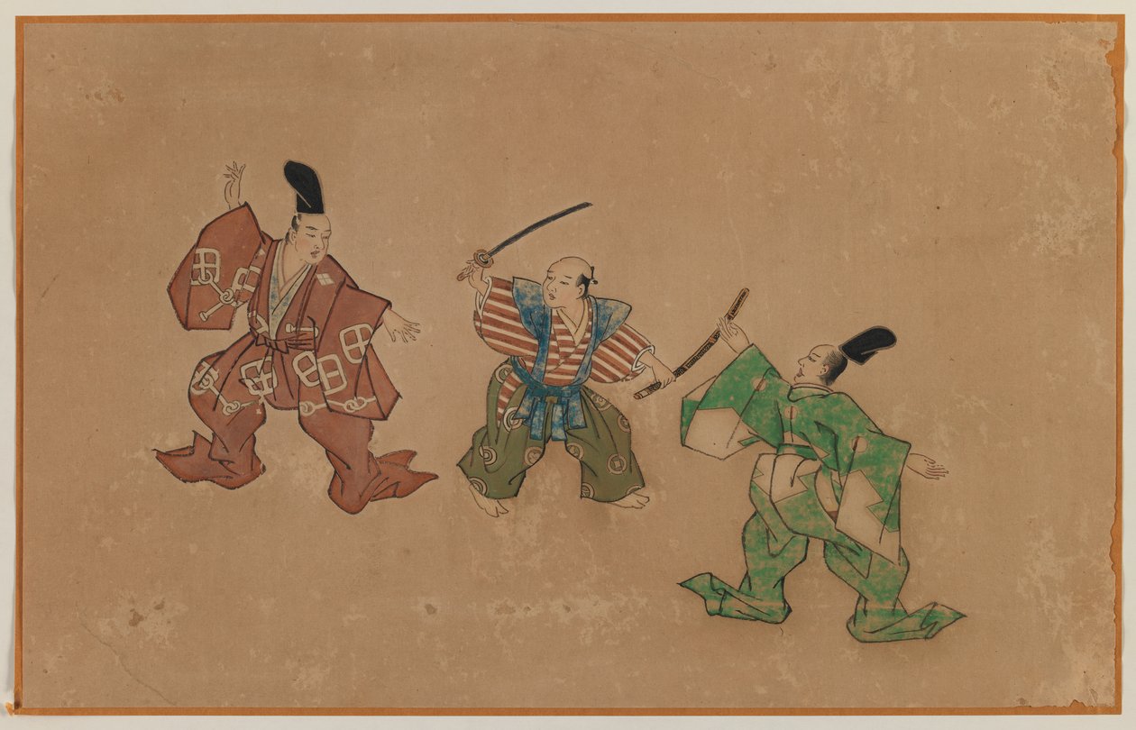 Drawing the Sword, Album Leaf Painting by Japanese School