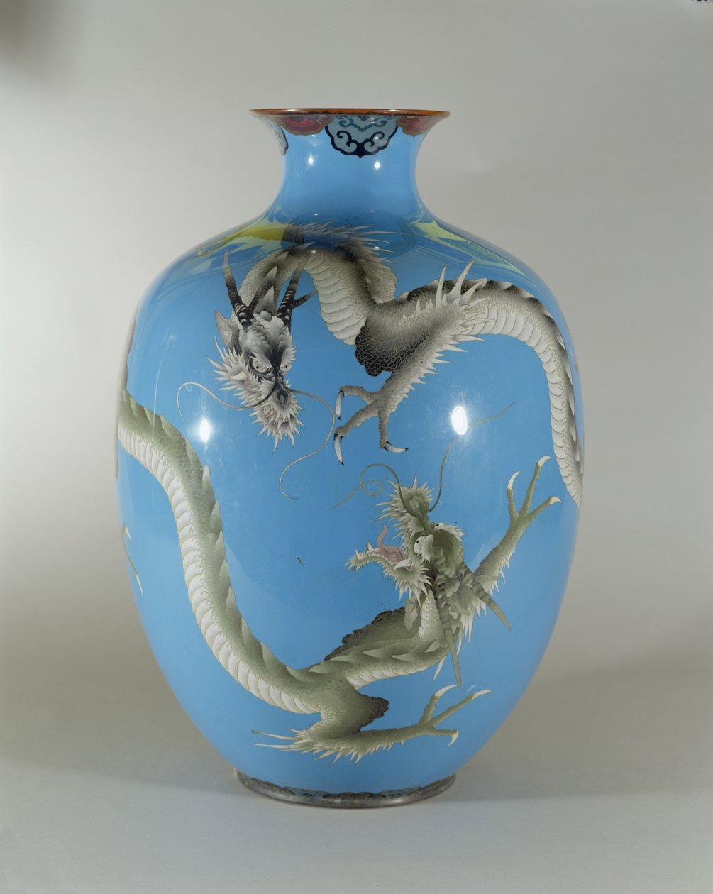 Enamelled vase decorated with a pair of dragons, Japanese by Japanese School