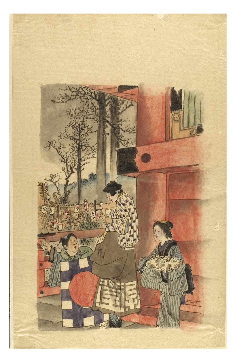 Family Attending Shrine for the Shichi-go-san Festival, c.1895-1905 by Japanese School