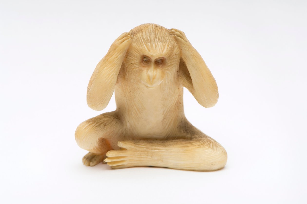 Hear No Evil, one of the Three Wise Monkeys by Japanese School