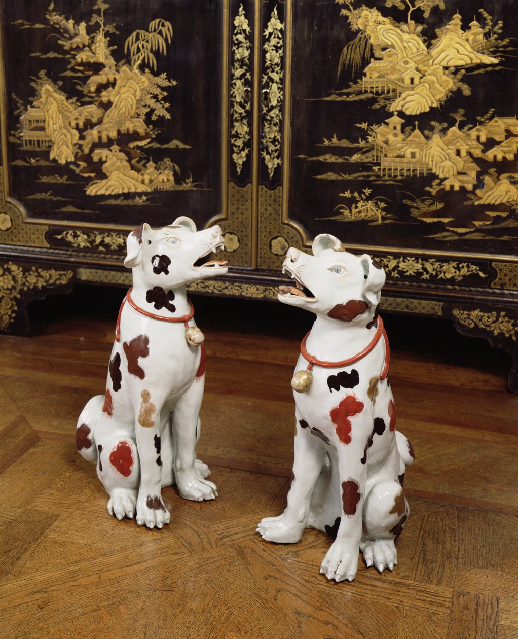 Imari pair of seated hounds by Japanese School