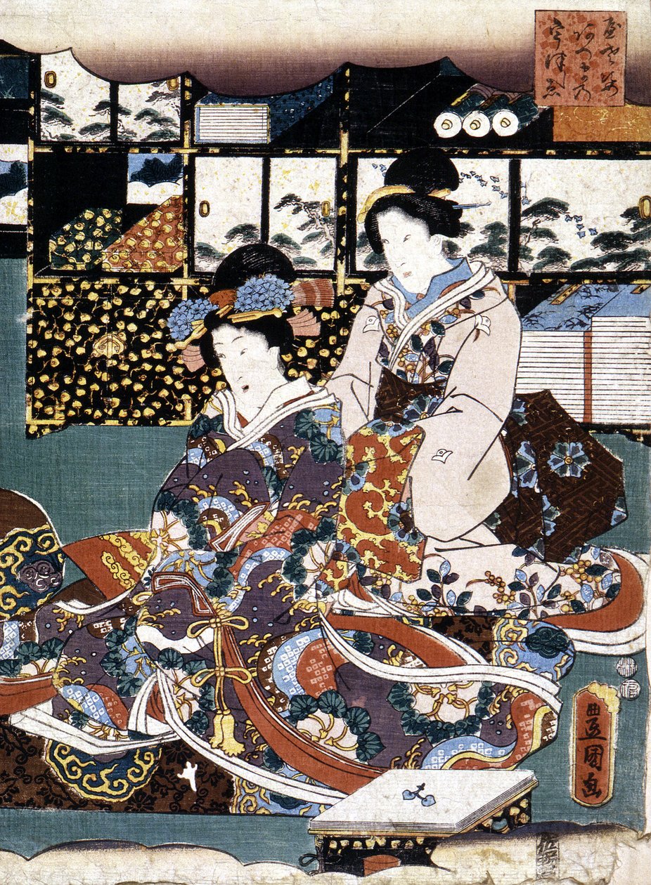Japanese print: two women by Japanese School