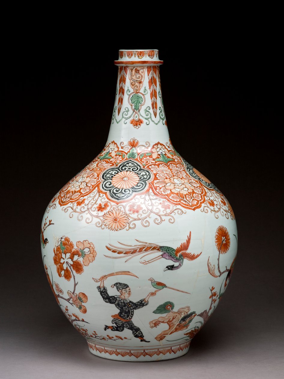 Large bottle vase, decorated in Holland in the Imari style, Ko-Imari, late 17th century by Japanese School