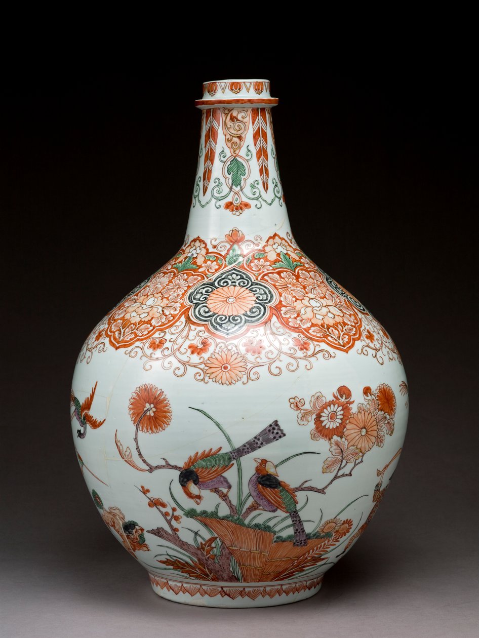 Large bottle vase, decorated in Holland in the Imari style, Ko-Imari, late 17th century by Japanese School