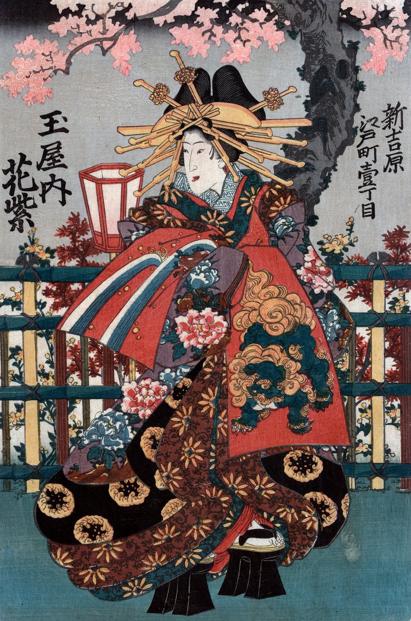 Left Panel from a Japanese Courtesans Triptych by Japanese School