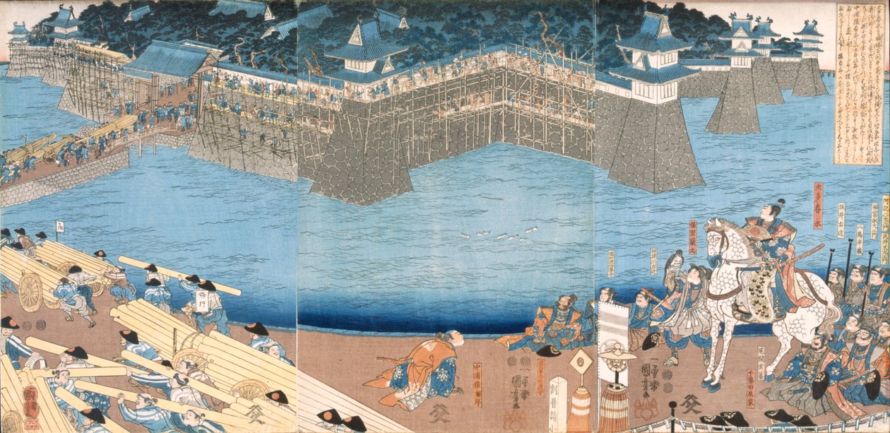 Major Construction by River Kunigos by Japanese School