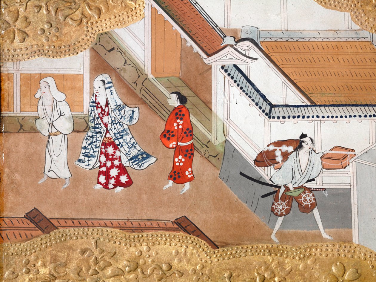 Osakazu Byobu - Japanese eight-panel folding screen by Japanese School