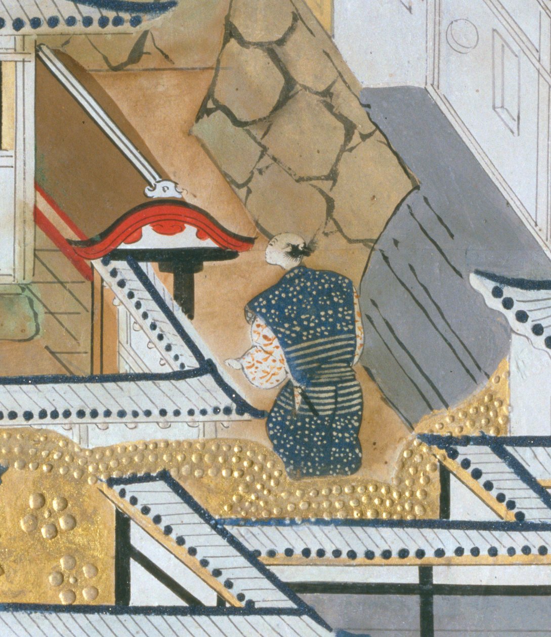 Osakazu Byobu - Japanese eight-panel folding screen by Japanese School