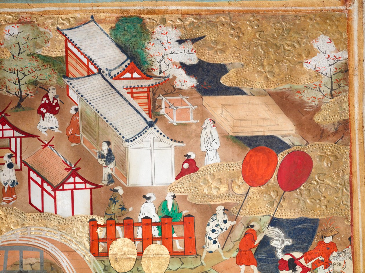 Osakazu Byobu - Japanese eight-panel folding screen by Japanese School