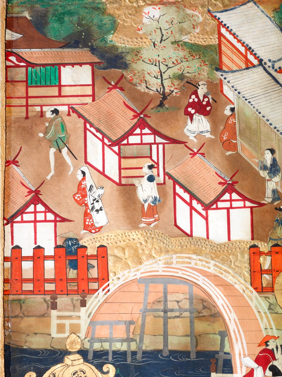 Osakazu Byobu - Japanese eight-panel folding screen by Japanese School