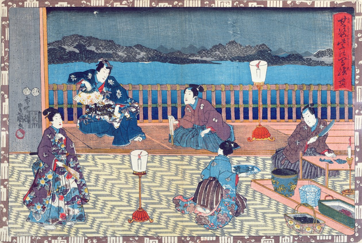 Preparing fish by Japanese School