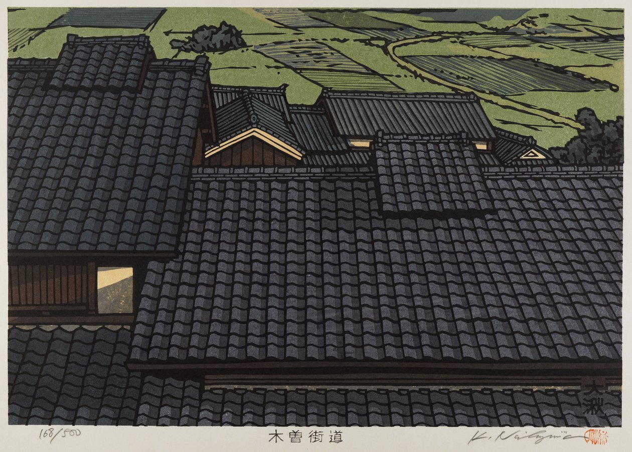 Rooftop from series Kisokaido by Japanese School