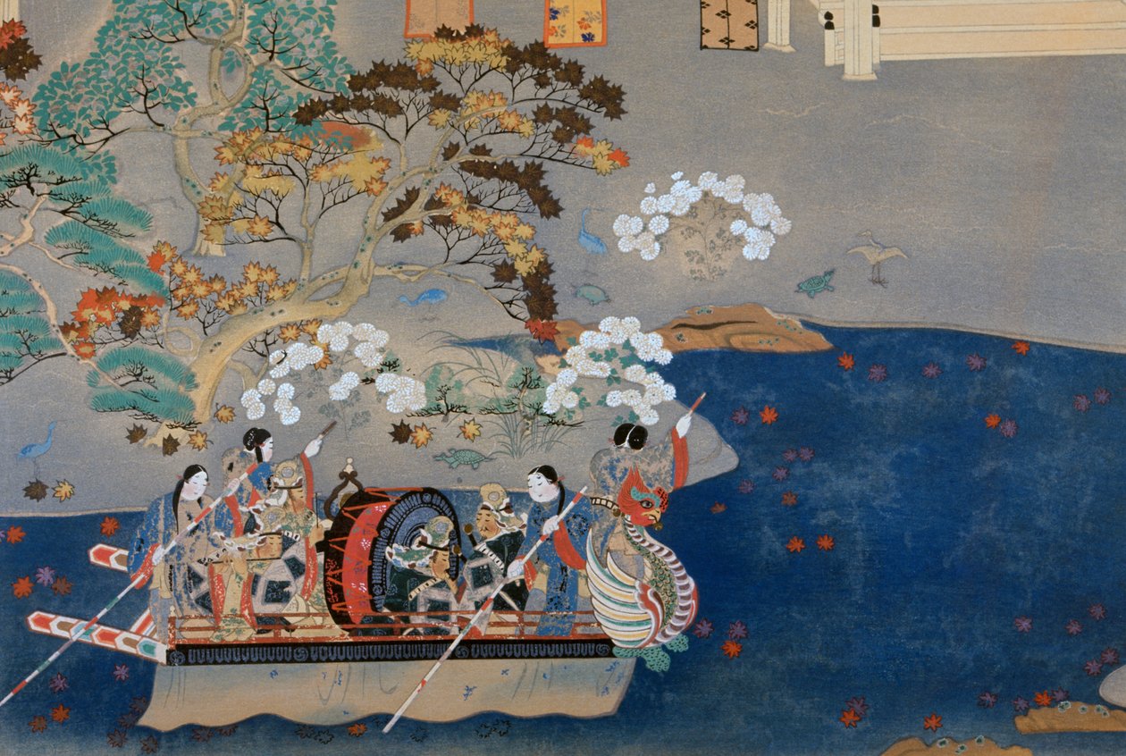 Rowing Boat, illustration for Eiga Monogatari (Story of Splendor) by Japanese School