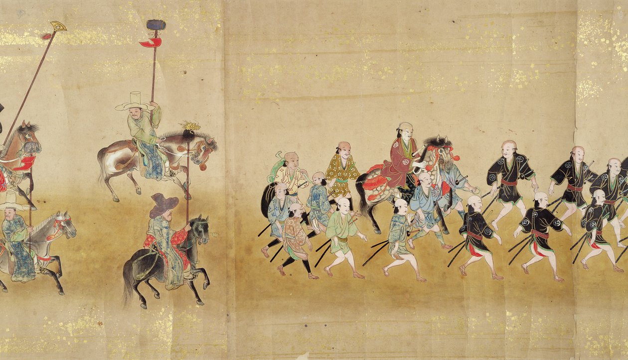 Sixth Korean Embassy to Japan in Meireki 1 at the time of Tokugawa Ietsunas succession in 1651, possibly by Kano Masunobu (1625-94) (detail) by Japanese School
