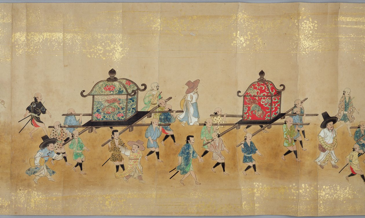 Sixth Korean Embassy to Japan in Meireki 1 at the time of Tokugawa Ietsunas succession in 1651, possibly by Kano Masunobu (1625-94) (detail) by Japanese School