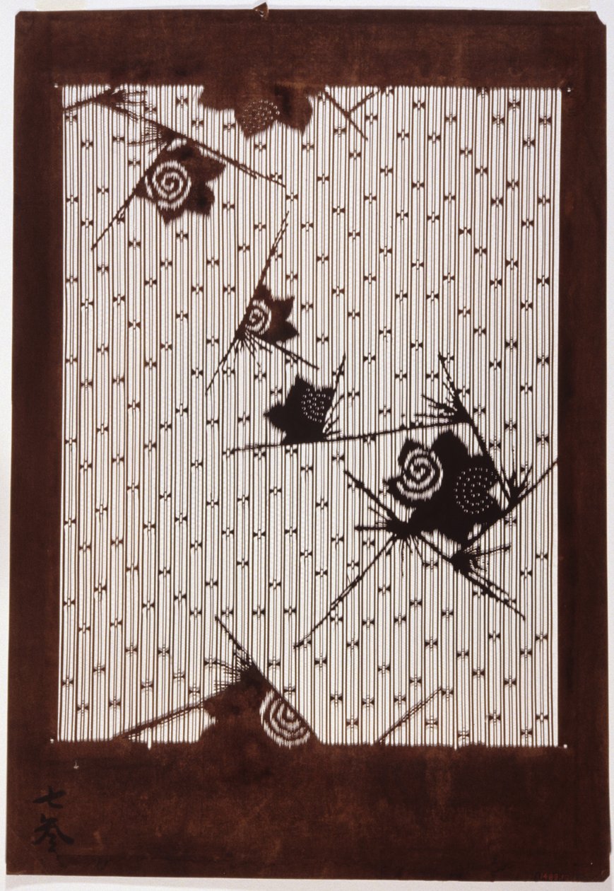 Stencil: Hibiscus and Sparrow by Japanese School