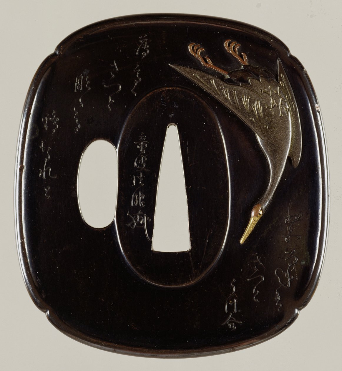 Tsuba Swordguard (shakudo copper and gold alloy) by Japanese School