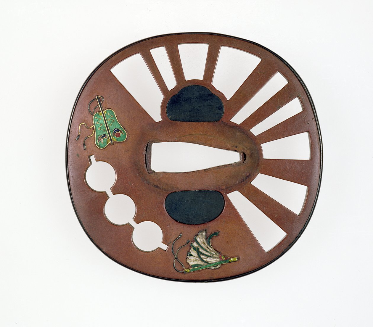 Tsuba decorated with fans by Japanese School