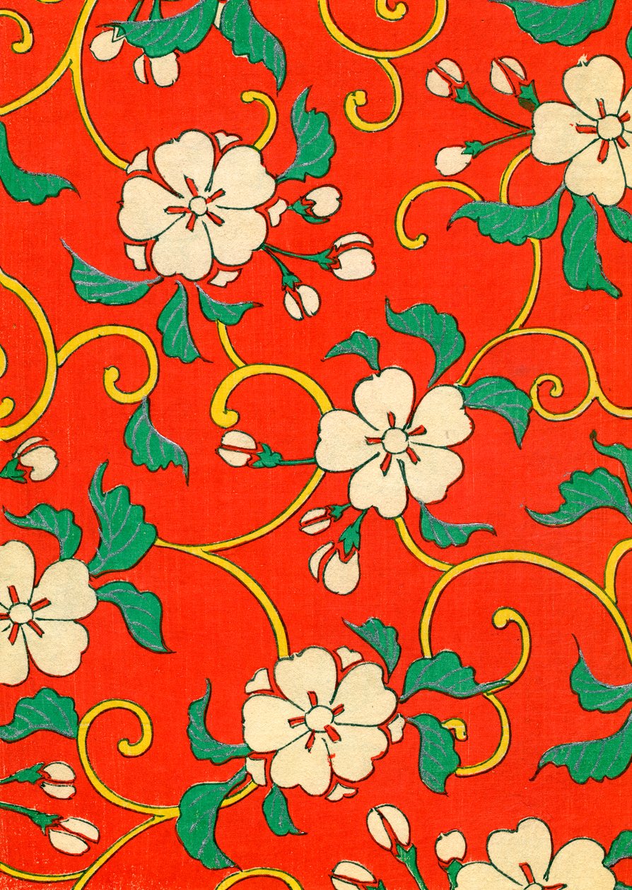 Woodblock Print of Apple Blossoms by Japanese School