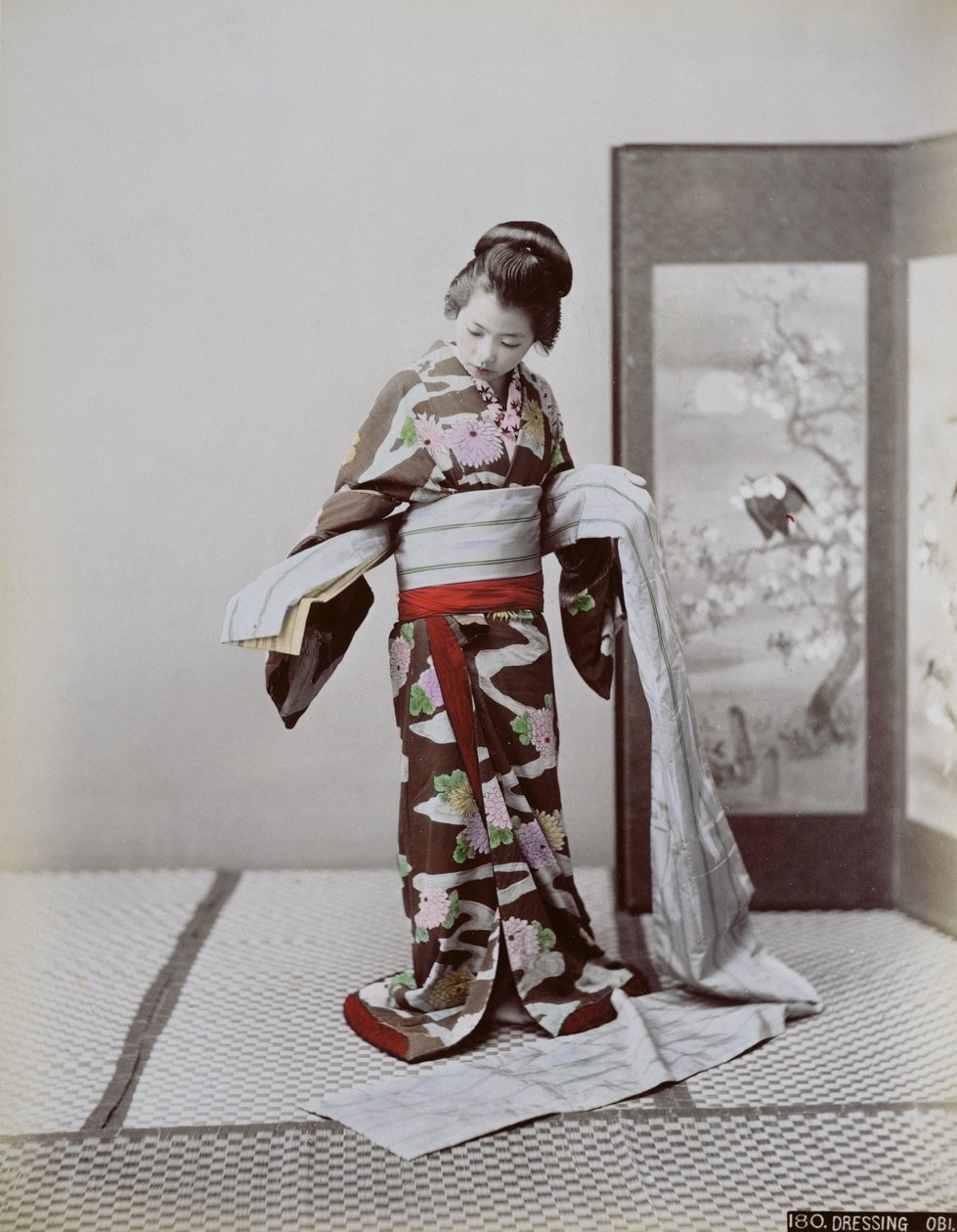 Young Japanese Girl Dressing, late 19th century by Japanese School