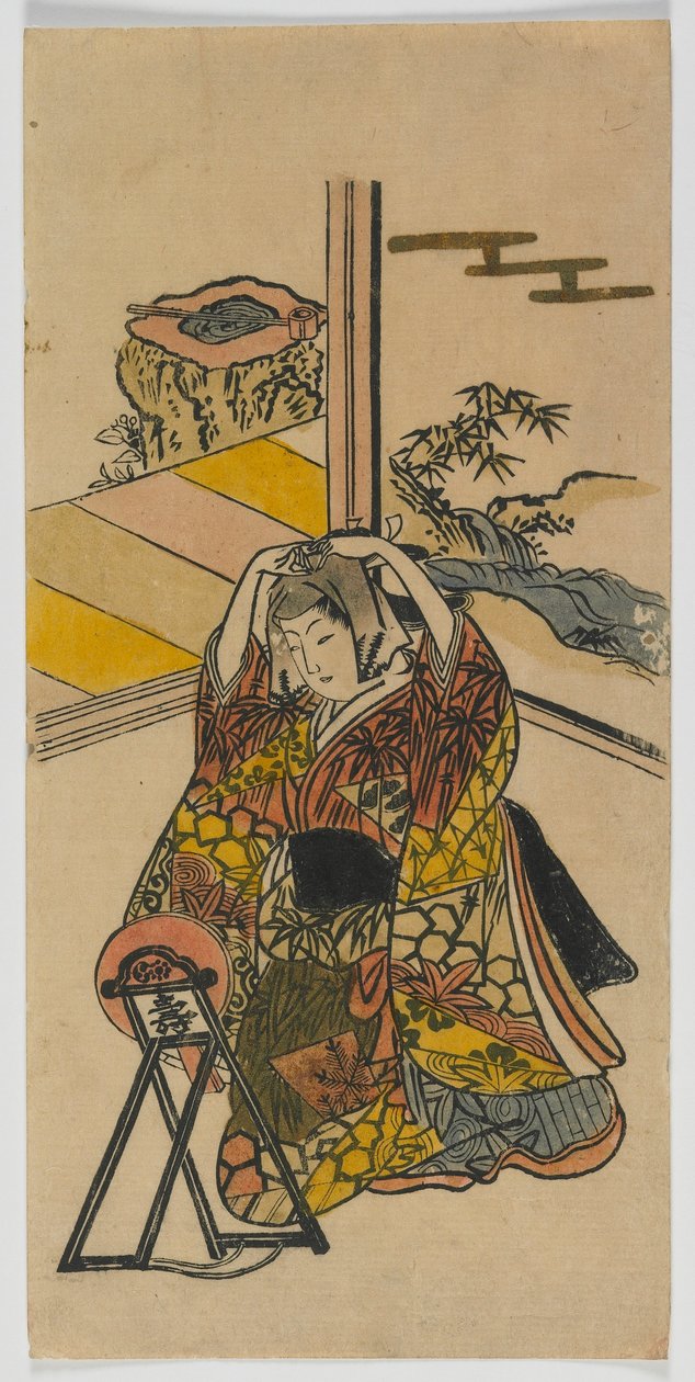 Young Woman Kneeling beside a Mirror, Edo period, 1720s by Japanese School