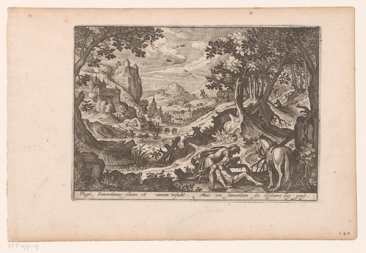 Landscape with the Story of the Good Samaritan: The Samaritan Helps the Victim onto His Horse by Jaspar de Isaac (attributed to)