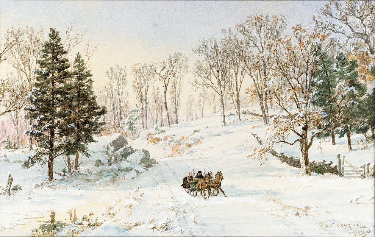 Winter on Ravensdale Road, Hastings-on-Hudson, New York by Jasper Francis Cropsey