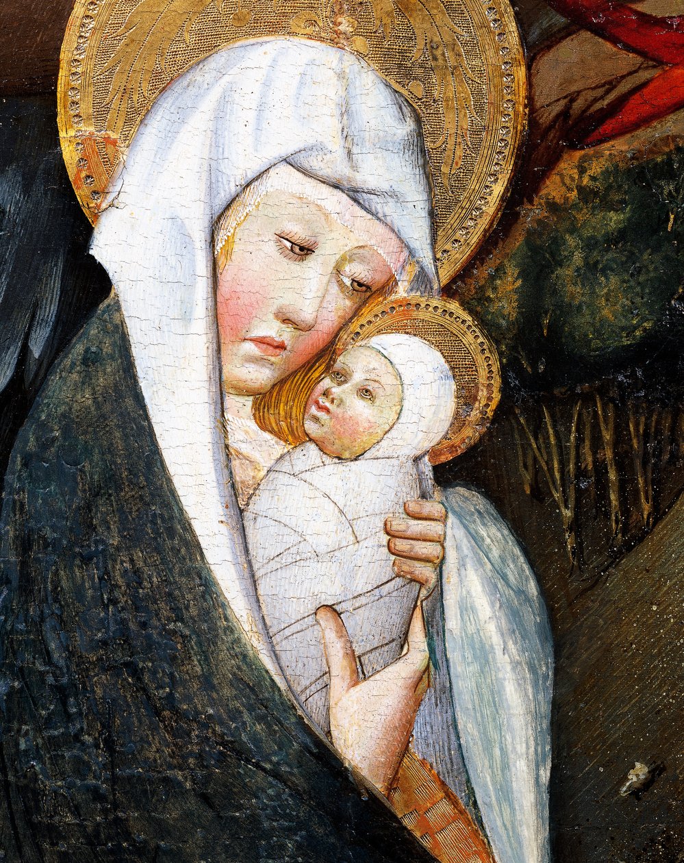 Mary and Child, detail from Flight into Egypt, altarpiece from Verdu by Jaume Ferrer