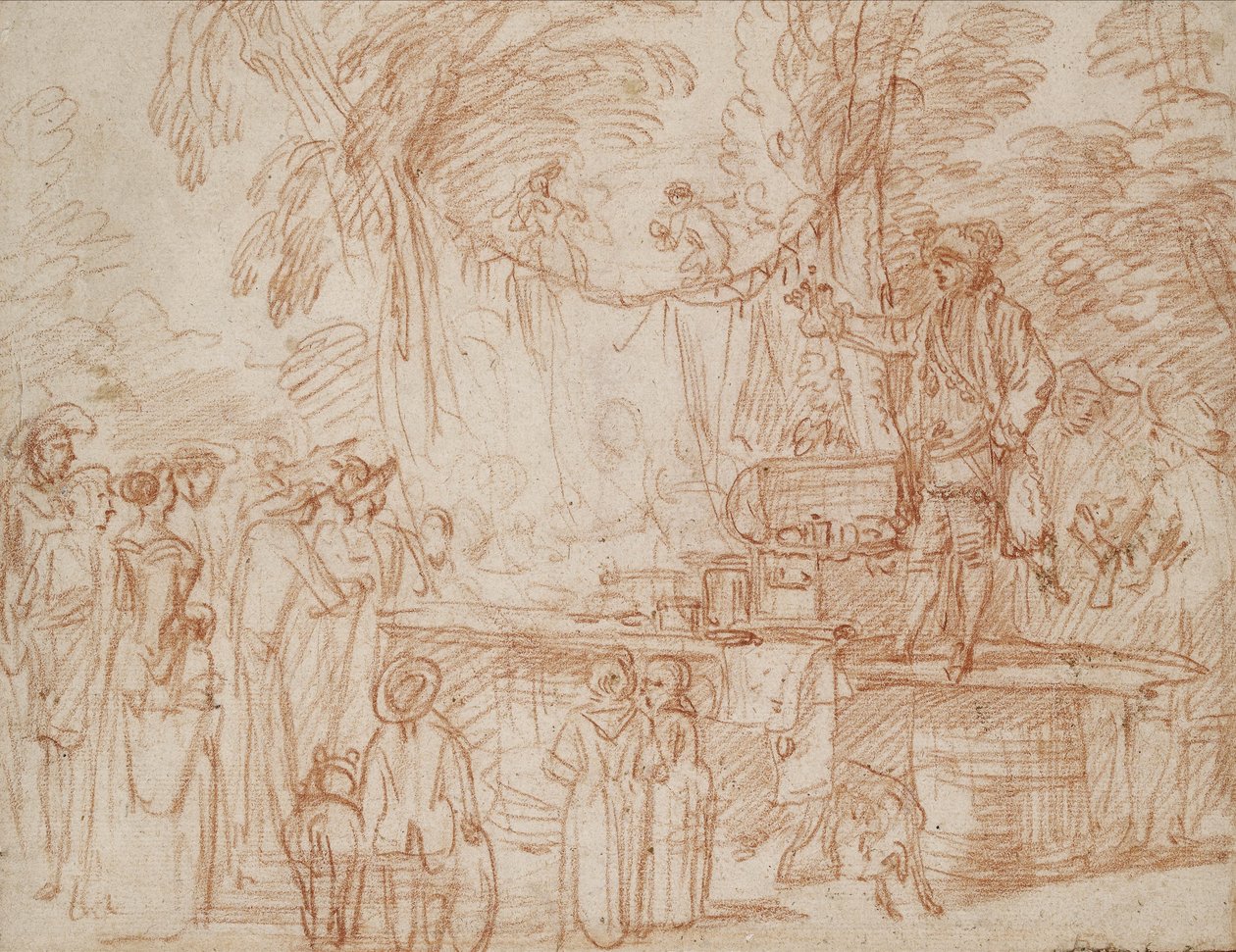 Quack Doctor Selling His Wares in the Open Air by Jean Antoine Watteau