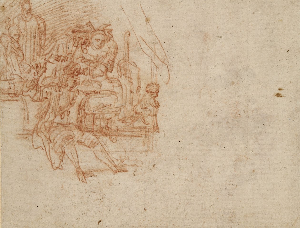 Verso; Quack Doctor Seated on Stage, Selling His Wares by Jean Antoine Watteau