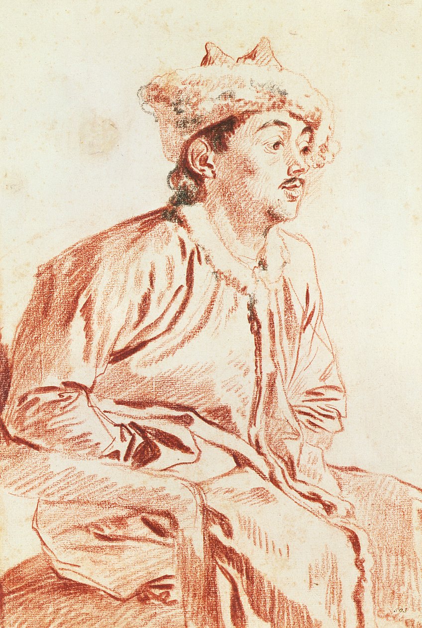 Young Man in Oriental Costume by Jean Antoine Watteau