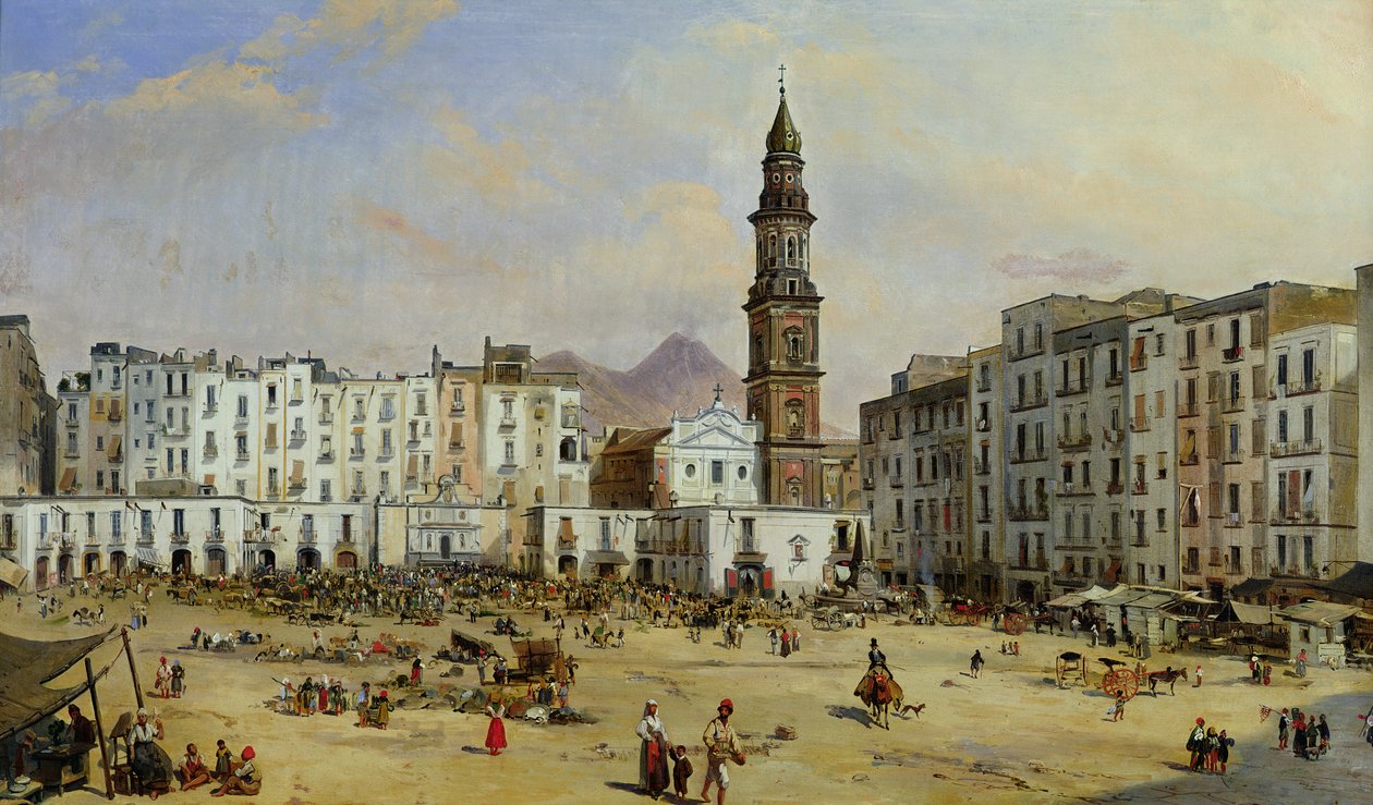 Piazza Mazaniello, Naples by Jean Auguste Bard