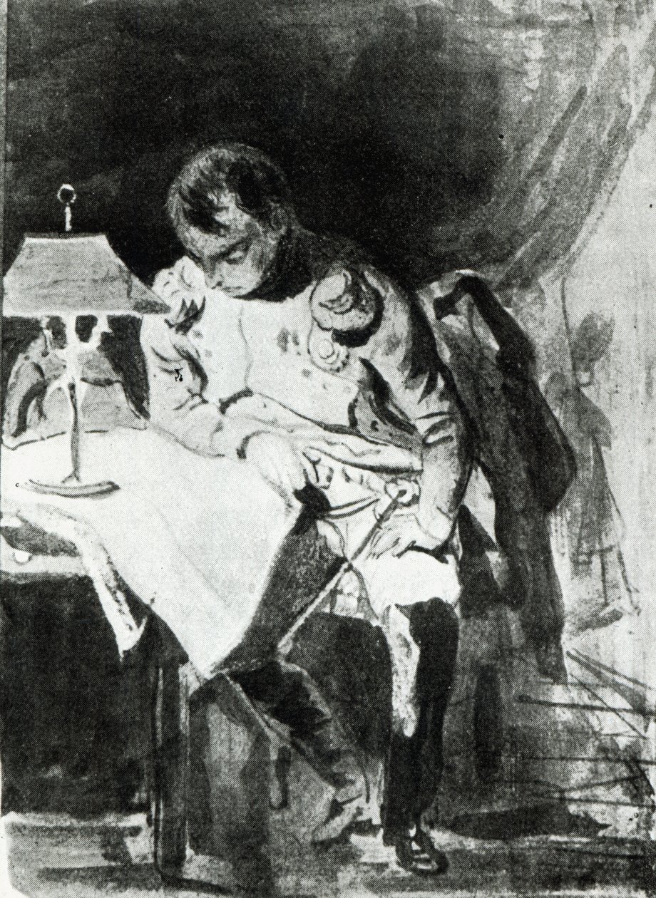 Napoleon studying his maps by lamplight, c.1800 by Jean Auguste Dominique Ingres