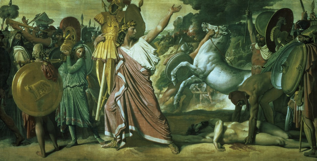 Romulus, conqueror of Acron, taking his booty to the Temple of Jupiter, 1812 by Jean Auguste Dominique Ingres