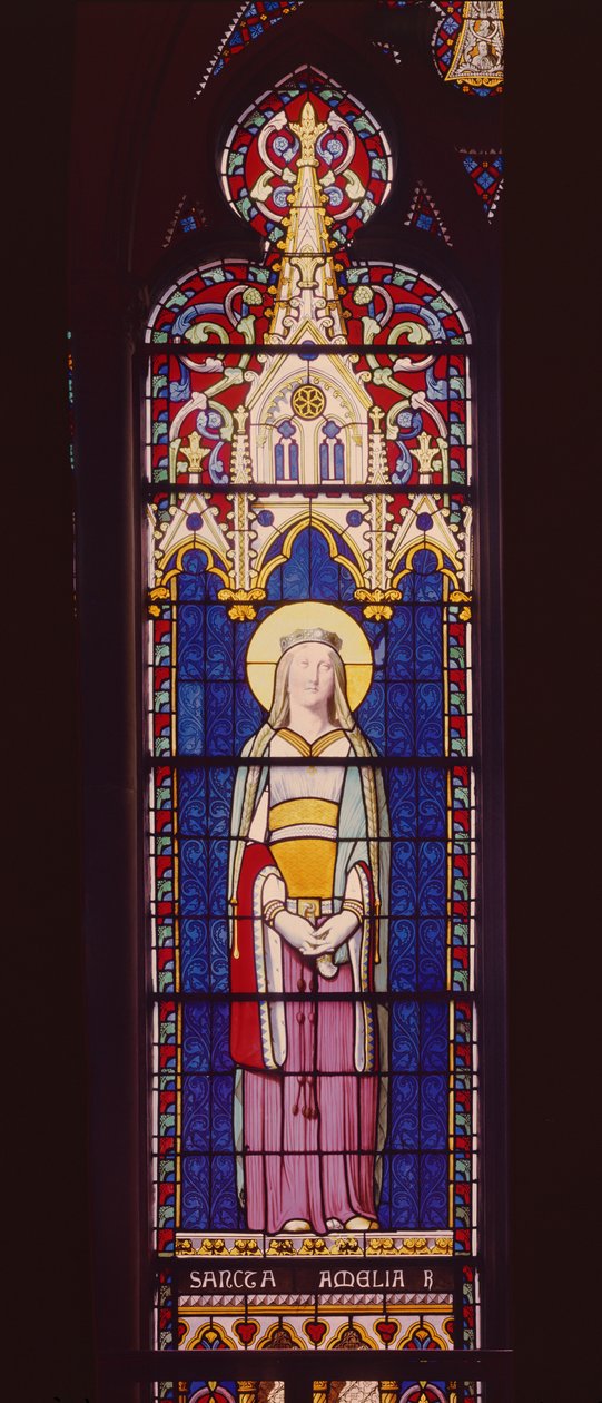 Window Depicting Marie-Amelie de Bourbon-Sicile as St. Amelia by Jean Auguste Dominique Ingres